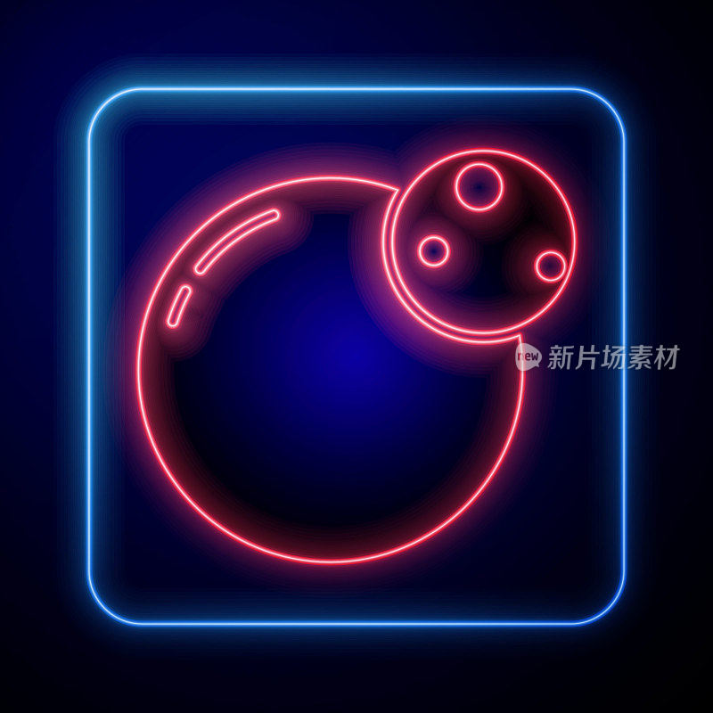 Glowing neon Planet icon isolated on blue background. Vector